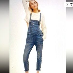 Free People Blue Denim Overalls
